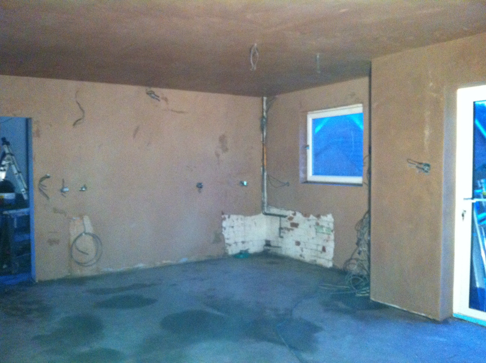 Plastered finish ready for kitchen fit
